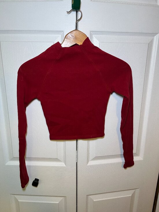 Zara Tops - Zara Red Cropped Long Sleeve Mock Neck Top Medium